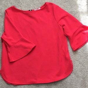 Bright flutter sleeve blouse